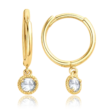 Náušnice MINET Decentní zlaté náušnice s bílými zirkony Au 585/1000 1,00g JMG0318WGE00