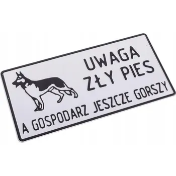 Tabulka Pozor! 15x28,5cm Informační Kovová "POZOR ZLÝ PES A HOSP"