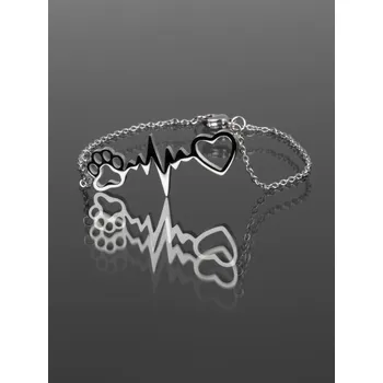 Náramek Prosperk Dámský ocelový náramek s tepem a tlapkou S3083