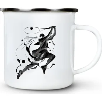 Pánské oblečení Rytmus kurtem, černý potisk - Plechový hrnek VELKÝ 400ml (500 ml po okraj) - 400 ml