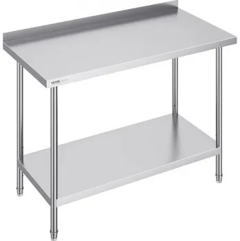 Dílenský stůl VEVOR Pracovní stůl z nerezové oceli 24 x 48 x 36 palců, komerční pracovní stůl pro přípravu jídla, vysoce odolný pracovní stůl, kovový pracovní stůl s nastavitelnou výškou pro restauraci, domácnost a hotel