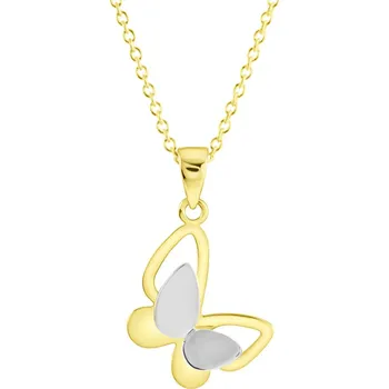 Náhrdelník GEMMAX "" Zlatý řetízek s Motýlkem – zlatý šperk ryzosti 585/1000 v Dárkovém balení s Certifikátem GLSCN-37801-12491