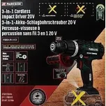 PARKSIDE Aku příklepová vrtačka 3 v 1 PSBSA 20-Li C3 bez aku