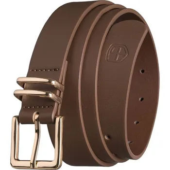 Opasek Dámský úzký pásek z ekokůže v khaki barvě se zlatou sponou - Peterson (100)