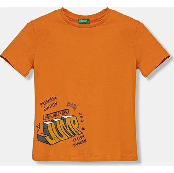 Chlapecké tričko Dětské bavlněné tričko United Colors of Benetton oranžová barva, s potiskem, 3I1XG10IJ 3I1XG10IJ.P.Seasonal 22X, vel. 90