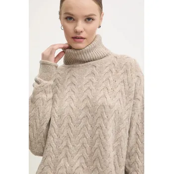 Dámský svetr Svetr Superdry dámský, béžová barva, s golfem, W6110580A-B2R W6110580A.B2R 80X, vel. XL