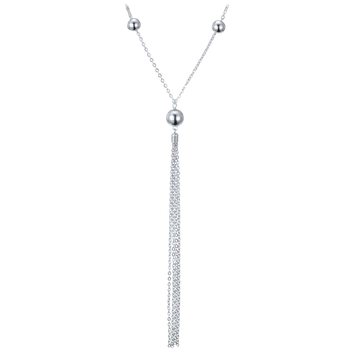 Náhrdelník Moonlit Stříbrný náhrdelník s kuličkami a třásní