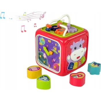 ostatní stavebnice EDUKAČNÍ KOSTKA, TŘÍDIČ TVARŮ 6V1 COIL ČERVENÁ