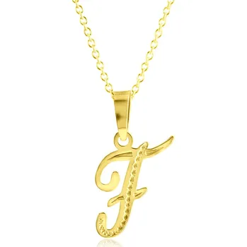 Náhrdelník GEMMAX "" Zlatý řetízek s písmenem F – zlatý šperk ryzosti 585/1000 v Dárkovém balení s Certifikátem GUSYN-56801-12491