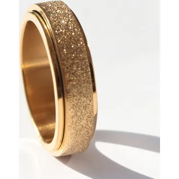 Prsten MATNÝ ZLATÝ PRSTÝNEK otočný kroužek ocel chirurgická antistresový