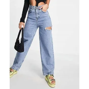 Dámské džíny TOP MODRÉ DŽÍNY S DÍROU (40)