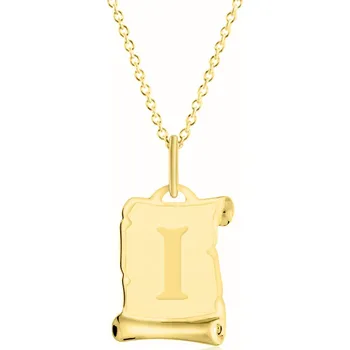Náhrdelník GEMMAX "" Zlatý řetízek s písmenem I - pergamen – zlatý šperk ryzosti 585/1000 v Dárkovém balení s Certifikátem GUSYN-56481-12491