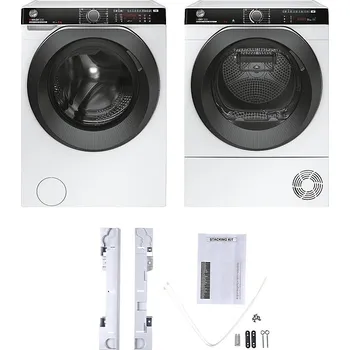 Set domácích spotřebičů Set pračky a sušičky Set Hoover HWP 49AMBC7/1-S + Hoover NDPEH9A3TCBEXS-S + mezikus WSK1101/2 STD FM STCK KIT