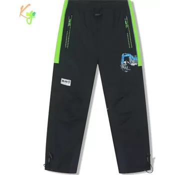 Chlapecké kalhoty Dětské zateplené kalhoty KUGO DK8501K černé + reflexní zelená vel.98,104,110,116,122,128