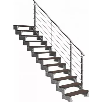 Zábradlí Venkovní schody DOLLE GARDENTOP - TRIMAX® (hnědá) Zábradlí: Jednostranné Prova zábradlí, Šířka nášlapů: 100 cm, Výška podlaha - podlaha: 252 - 308 | 14 nášlapy