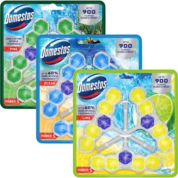 WC čistič Domestos Trio Power 5 WC blok Mix 3x3x55g