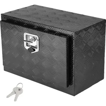 Úložný box VEVOR úložný box na podvozek nákladního vozu, úložný box na pickup 24" x 12" x 14", odolný hliníkový box na nářadí s diamantovým plechem se zámkem a klíči, vodotěsný úložný box na přívěs s T-rukojetí pro nákladní automobily, dodávky, přívěsy