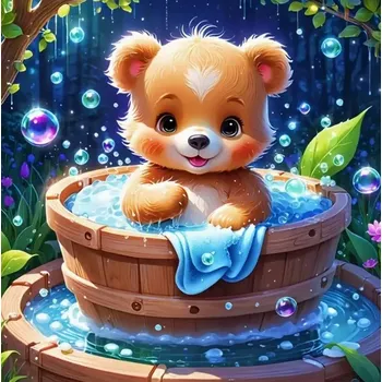 Diamantové malování Diamantové malování - Medvídek v lázni