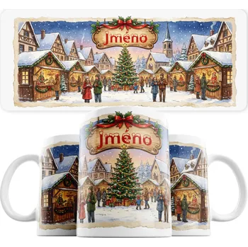 Hrnek Vánoční trhy se jménem - Oranžová
