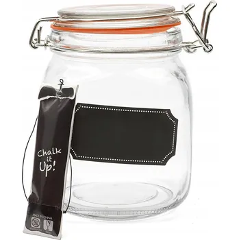Zavařovací sklenice Zavařovací Sklenice s etiketou pro psaní křídou 1 l na potraviny