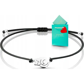 Náramek Náramek se stříbrnou kočkou pro milovnice koček na šňůrce stříbro 925