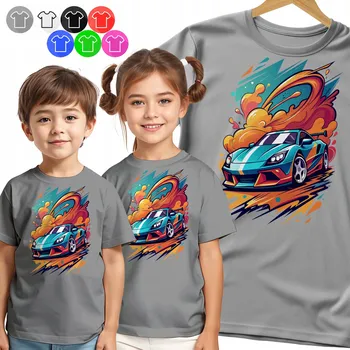Chlapecké tričko DĚTSKÉ TRIČKO T-SHIRT - SPORTOVNÍ AUTO TYRKYSOVÉ SPLASH PRO CHLAPCE - 3XS