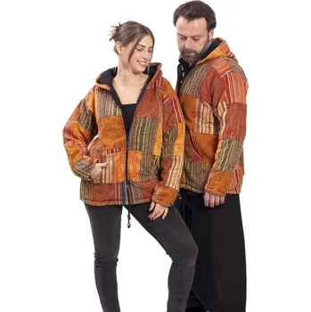 Teplá bunda PATCHWORK oranžová XL