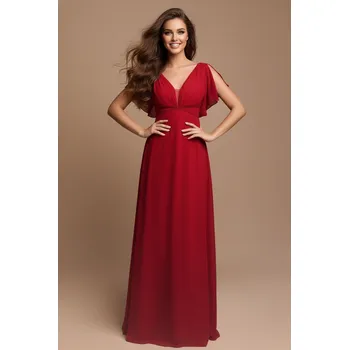 Dámské šaty EVA & LOLA Společenské šaty pro družičky ELISE červené Barva: Červená, Velikost: L