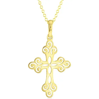 Náhrdelník GEMMAX "" Zlatý řetízek s křížem – zlatý šperk ryzosti 585/1000 v Dárkovém balení s Certifikátem GUSYN-36501-12491