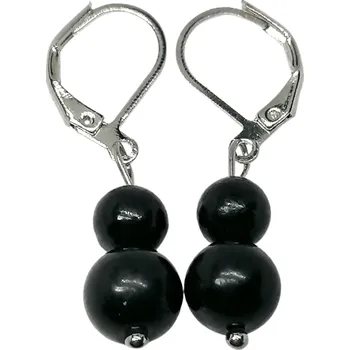 Náušnice Šungitové náušnice – kuličky 6+8 mm, ochranný minerál proti elektrosmogu