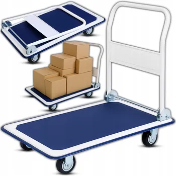 Stavební technika SKLÁDACÍ PLOŠINOVÝ VOZÍK MANUÁLNÍ TRANSPORTNÍ SKLADOVÝ 150 kg LEHKÝ