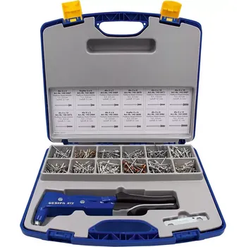 Nýtovací pistole Sada trhacích nýtů, box a ruční nýtovací kleště NTX-F 941 ks. GESIPA