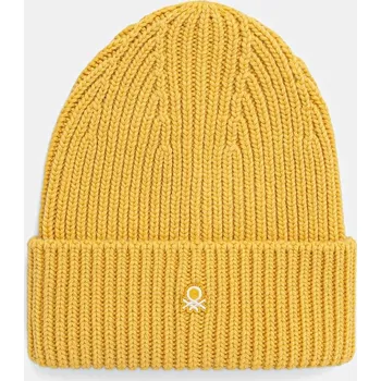 Čepice Čepice s příměsí vlny United Colors of Benetton žlutá barva, 12PAUA00X 10X, vel. L