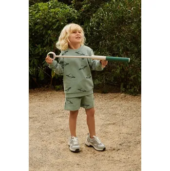 Chlapecké kraťasy Dětské bavlněné šortky Liewood Gram Printed Sweatshorts LW17097 tyrkysová 67X, vel. 86