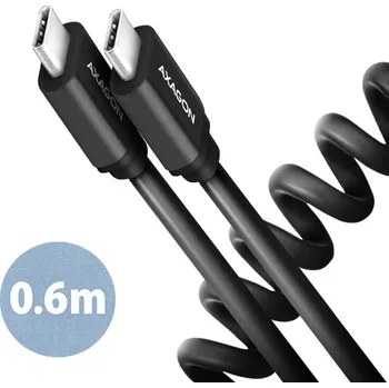 Kabel AXAGON BUCM-CM10TB, TWISTER kabel USB-C USB-C, 0.6m, USB 2.0, 3A, ALU, tpe, černý, BUCM-CM10TB