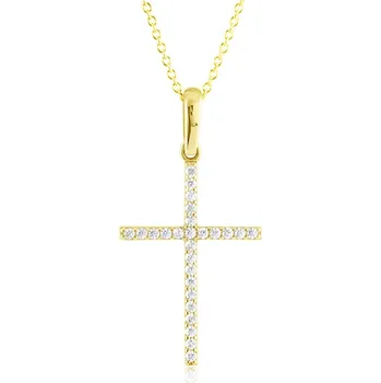 Náhrdelník GEMMAX "" Zlatý řetízek s křížkem – zlatý šperk ryzosti 585/1000 v Dárkovém balení s Certifikátem GLSYB-37041-12491