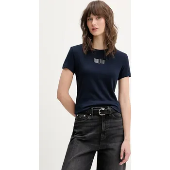 Dámské tričko Bavlněné tričko Tommy Jeans DW0DW21841 námořnická modř 59X, vel. XL