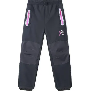 Dětská móda ZATEPLENÉ DÍVČÍ SOFTSHELLOVÉ KALHOTY NOVINKA Barva: Černorůžové, Velikost: 134