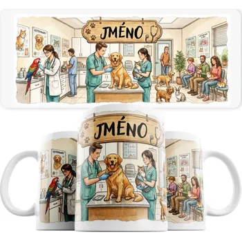 Hrnek pro veterináře se jménem - Růžová