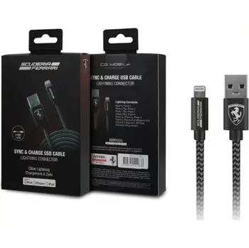 Datový kabel Scuderia Ferrari nabíjecí kabel pro IPHONE - Lightning černý