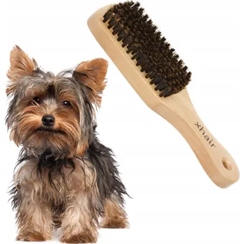 Kosmetika pro psa Kartáč na vyčesávání srsti pro PSY a kočky DŘEVĚNÝ s přírodním vlasem