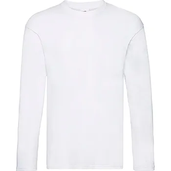 Pánské tričko Tričko pánské Fruit of the Loom dlouhý rukáv bílé XL bavlněné