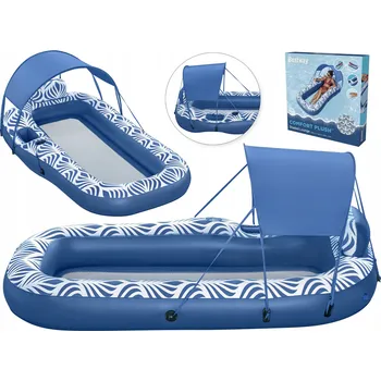 Nafukovací matrace Nafukovací Matrace Bestway modrá 198 x 112 cm se stříškou a madly