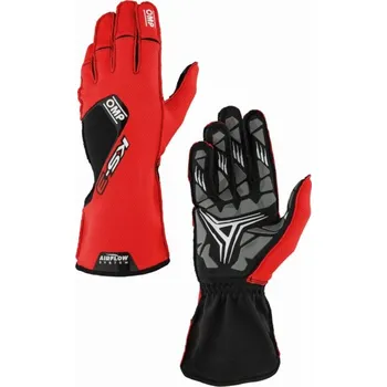 Módní doplněk Závodní rukavice OMP KS-3 my2026 (vnější švy), červená/černá