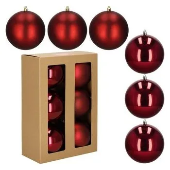 Vánoční baňky červené mix - 13 cm, sada 6ks CA0988
