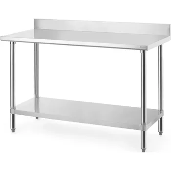 Dílenský stůl Pracovní stůl se zadním panelem, HENDI, Budget Line, 1400x600x(H)950mm | 817582