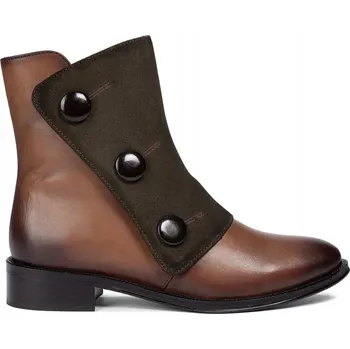 Dámské kozačky Maciejka Asymetrické Kotníkové Boty Semišovo-Kožené Hnědé H7172-29/00-7 vel. 38