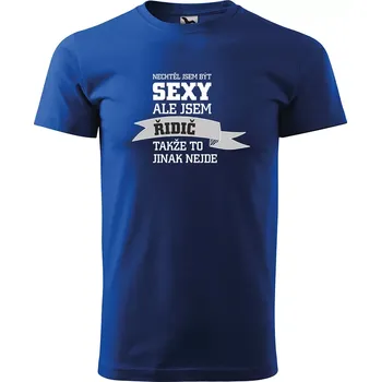 Pánské oblečení Sablio Tričko s potiskem Nechtěl jsem být sexy, ale jsem řidič - modré M