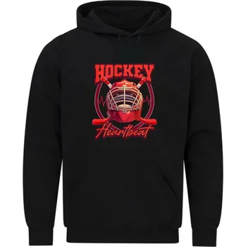 Pánská mikina Pánská mikina Hokej v Srdci Hokej Heartbeat (Velikost: 5XL, Barva: Černá)