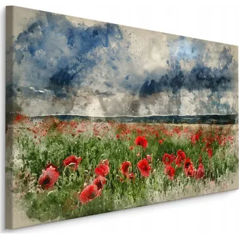 Obraz Obraz do obýváku, motiv vlčí máky, akvarel, dekorace 70x50 cm